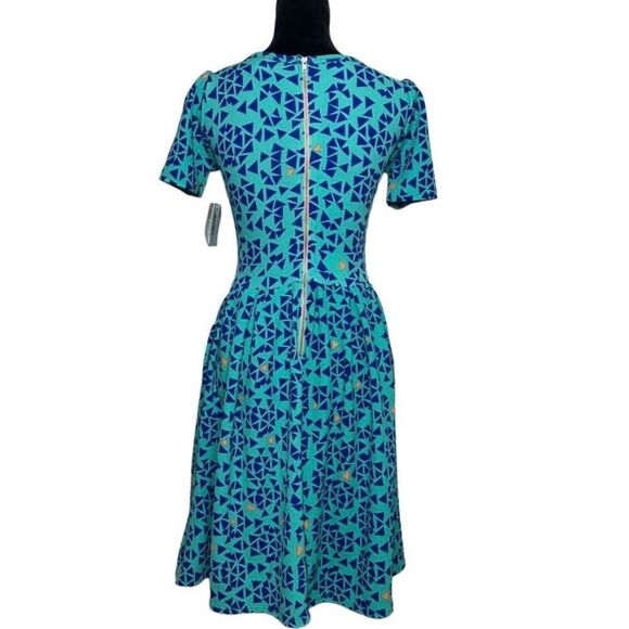 LuLaRoe Blue and Green Geometric Dress NWT - Picture 2 of 14